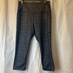 Love Her Brand Black & Gray Printed Compression Capri Legging Sz XXL w Pockets